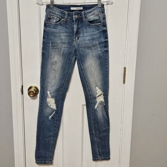 KanCan Women’s Mid Rise Jeans Distressed Ripped Medium Wash Sz 3/25 - Picture 1 of 5